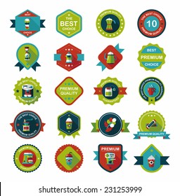 coffee badge design flat background set, eps10