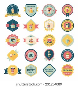 coffee badge design flat background set, eps10