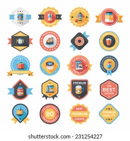 coffee badge design flat background set, eps10