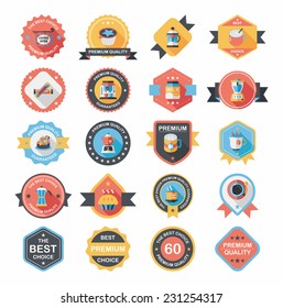 coffee badge design flat background set, eps10
