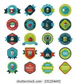 coffee badge design flat background set, eps10