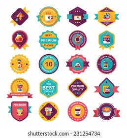 coffee badge design flat background set, eps10