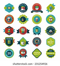 coffee badge design flat background set, eps10