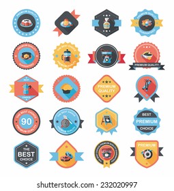 coffee badge design flat background set, eps10