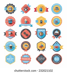 coffee badge design flat background set, eps10
