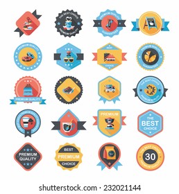 coffee badge design flat background set, eps10