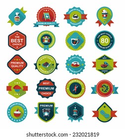coffee badge design flat background set, eps10