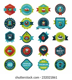 coffee badge design flat background set, eps10