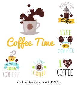 Coffee badge food design hand drawn calligraphic lettering restaurant sticker vector illustration.