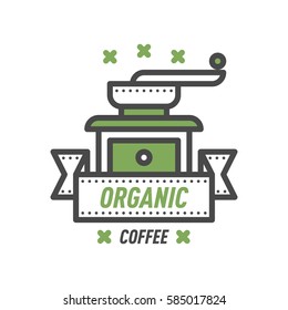 Coffee badge logo food design thin line lettering for restaurant, cafe menu coffee house and shop element beverage label sticker vector illustration.