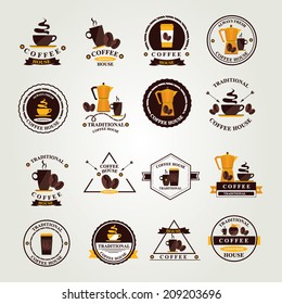 Coffee badge,label, icon menu. Flat design. Vector for menu, coffee shop, restaurant.