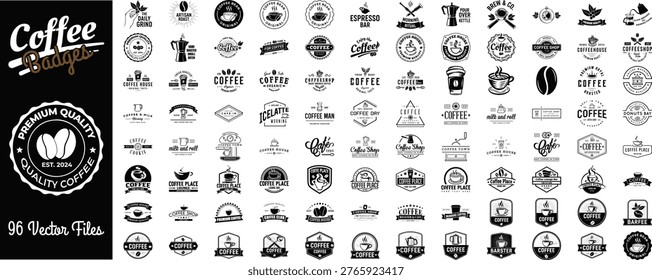 Coffee badges. Cafe logo stamp sticker. Vector of coffee sticker badge and label, stamp emblem design illustration black white

