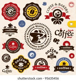 Coffee badges and labels. Bakery and Coffee shop vector sign set. Premium quality coffee sign. Coffee Man emblem.