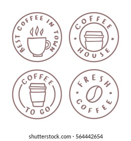 Coffee badges. Logotypes, labels. Vector hand drawn illustration