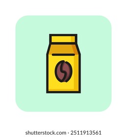 Coffee bag with bean symbol line icon. Coffee beans, cafe, store. Coffee concept. Vector illustration can be used for topics like drinks, natural products, addiction