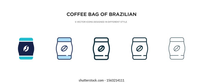coffee bag of brazilian beans icon in different style vector illustration. two colored and black coffee bag of brazilian beans vector icons designed in filled, outline, line and stroke style can be