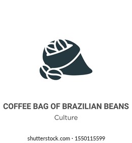 Coffee bag of brazilian beans vector icon on white background. Flat vector coffee bag of brazilian beans icon symbol sign from modern culture collection for mobile concept and web apps design.