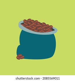 Coffee Bag Cartoon Flat Vector
