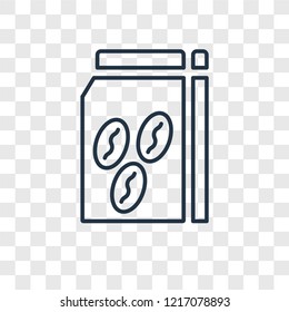 Coffee bag concept vector linear icon isolated on transparent background, Coffee bag concept transparency concept in outline style