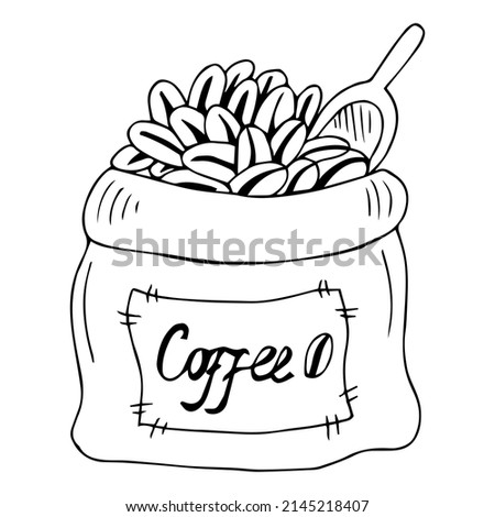 Coffee bag doodle icon. Hand drawn package of coffee.