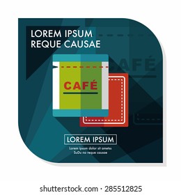 coffee bag flat icon with long shadow,eps10