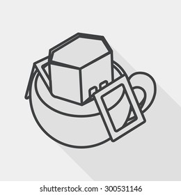 coffee bag flat icon with long shadow, line icon