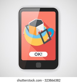 coffee bag flat icon with long shadow,eps10