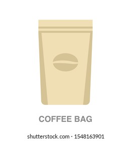 Coffee bag flat icon on white transparent background. You can be used coffee bag icon for several purposes.