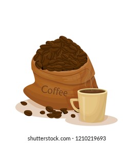 coffee bag with grains vector