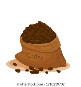 coffee bag with grains vector