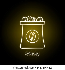 coffee bag hand draw neon icon. Element of coffee illustration icon. Signs and symbols can be used for web, logo, mobile app, UI, UX