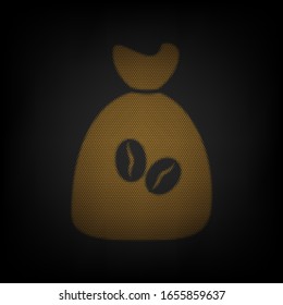 Coffee bag Icon. Coffee bag. Coffee bag Icon Button. Icon as grid of small orange light bulb in darkness. Illustration.