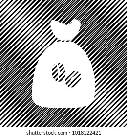 Coffee bag Icon. Coffee bag. Coffee bag Icon Button. Vector. Icon. Hole in moire background.