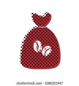 Coffee bag Icon. Coffee bag. Coffee bag Icon Button. Vector. Brown icon with shifted black circle pattern as duplicate at white background. Isolated.