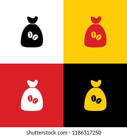 Coffee bag Icon. Coffee bag. Coffee bag Icon Button. Vector. Icons of german flag on corresponding colors as background.