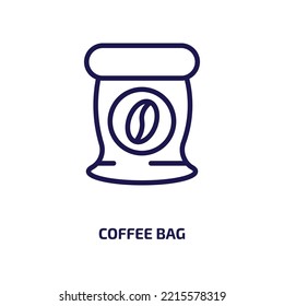 coffee bag icon from drinks collection. Thin linear coffee bag, bag, coffee outline icon isolated on white background. Line vector coffee bag sign, symbol for web and mobile