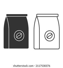 Coffee bag icon isolated on white background. Packing symbol modern, simple, vector, icon for website design, mobile app, ui. Vector Illustration