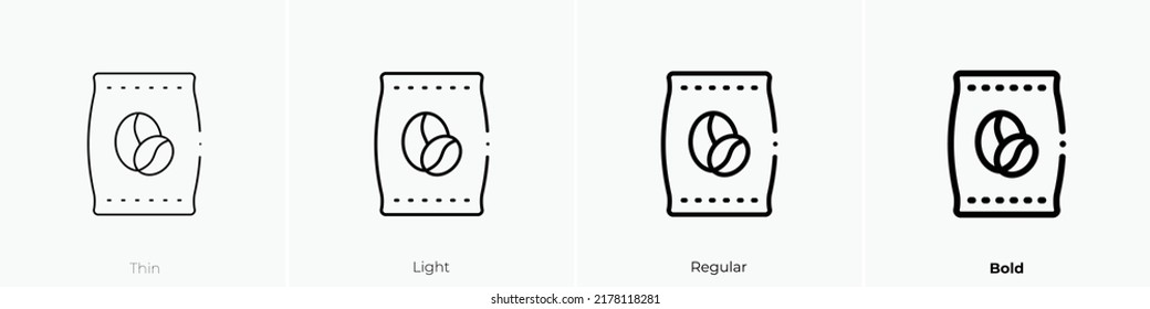 coffee bag icon. Thin, Light Regular And Bold style design isolated on white background