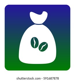 Coffee bag Icon. Coffee bag Vector. Coffee bag Icon Button. Vector. White icon at green-blue gradient square with rounded corners on white background. Isolated.