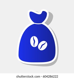 Coffee bag Icon. Coffee bag Vector. Coffee bag Icon Button. Vector. New year bluish icon with outside stroke and gray shadow on light gray background.