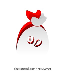 Coffee bag Icon. Coffee bag. Vector. Coffee bag Icon Button. Vector. Detachable paper icon with red body stock. Isolated.
