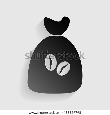Coffee bag Icon. Coffee bag Vector. Coffee bag Icon Button. Black paper with shadow on gray background.