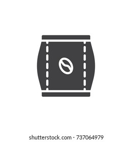Coffee bag icon vector, filled flat sign, solid pictogram isolated on white. Symbol, logo illustration.