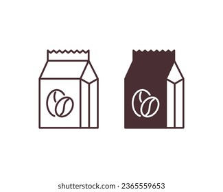 Coffee bag icon vector illustration. Paper package on isolated background. Pack sign concept.