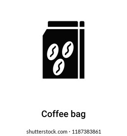 Coffee bag icon vector isolated on white background, logo concept of Coffee bag sign on transparent background, filled black symbol