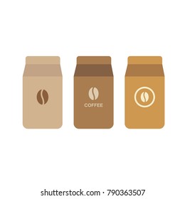 Coffee bag icons vector. Illustration. Isolate on white background.