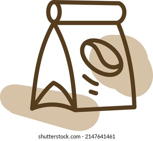 Coffee bag, illustration, vector on a white background.