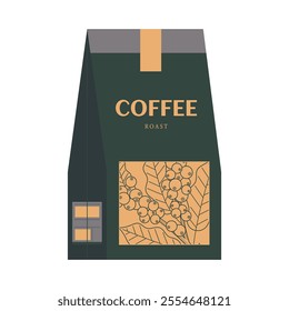 coffee bag isolated on white background, coffee time modern minimalist decoration vector illustration