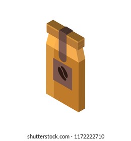Coffee bag isometric left top view 3D icon