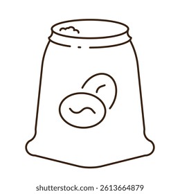 Coffee bag line icon editable stroke isolated on transparent background. Coffee beans in bag line icon vector illustration.